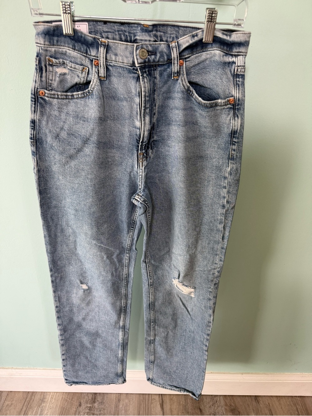 Gap 90’s Loose High Rise Light Blue Distressed Jeans Size 27/4